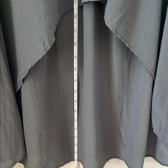 EILEEN FISHER silk Gray Button-Down tunic shirt high low Large lagenlook artsy - Picture 7 of 9